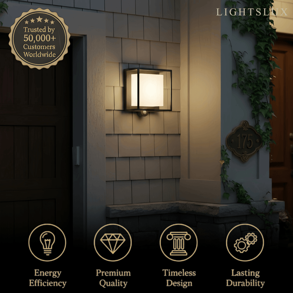 Modern Rectangular Outdoor Wall Sconce – Black Acrylic Solar Light with Sensor - Flindria