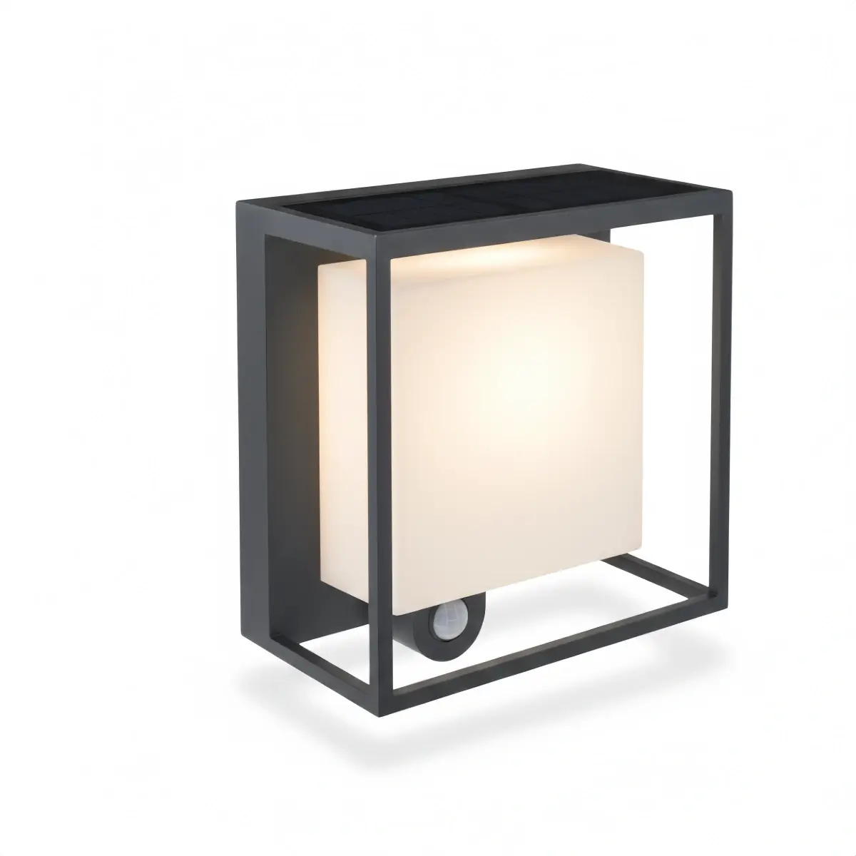 Modern Rectangular Outdoor Wall Sconce – Black Acrylic Solar Light with Sensor - Flindria