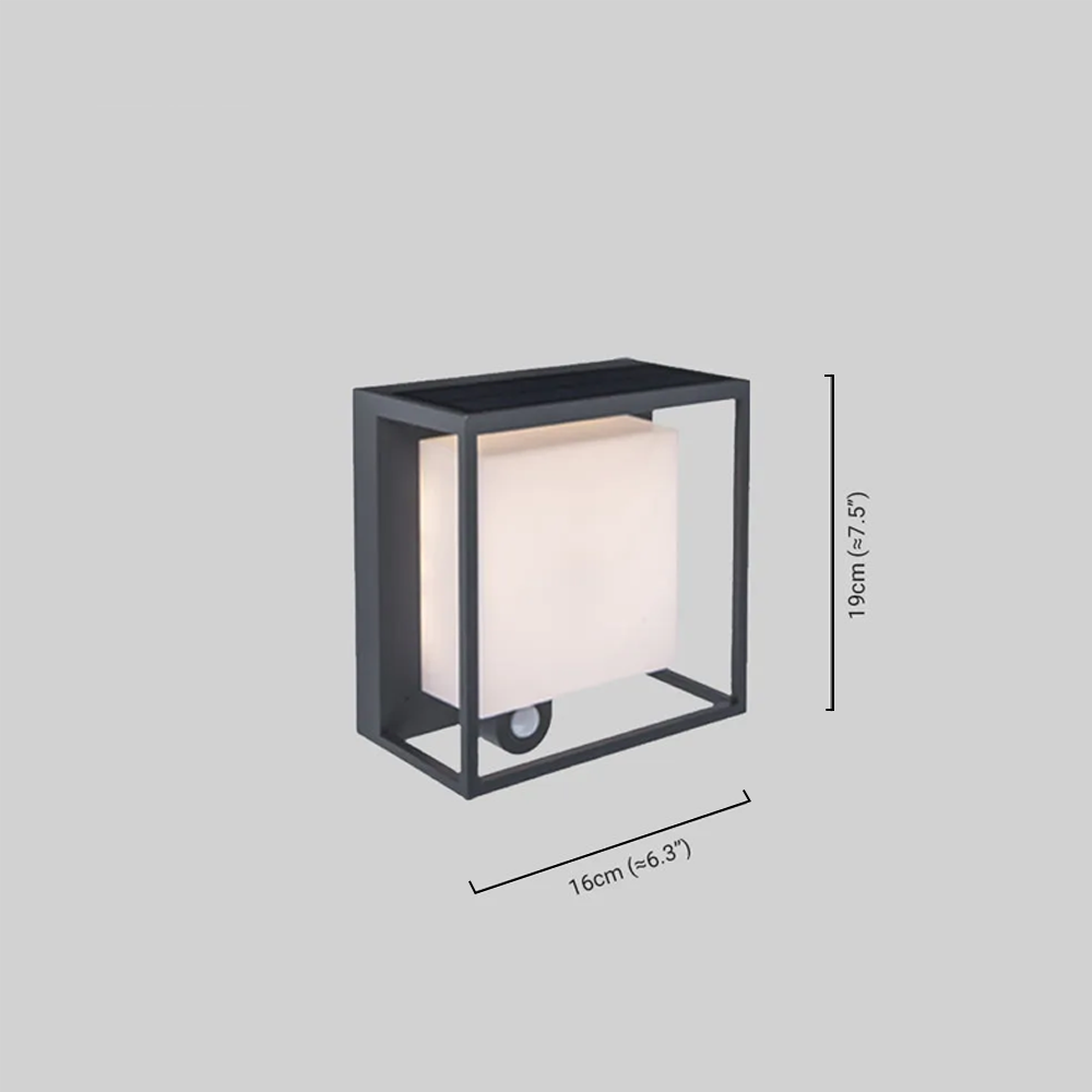Modern Rectangular Outdoor Wall Sconce – Black Acrylic Solar Light with Sensor - Flindria