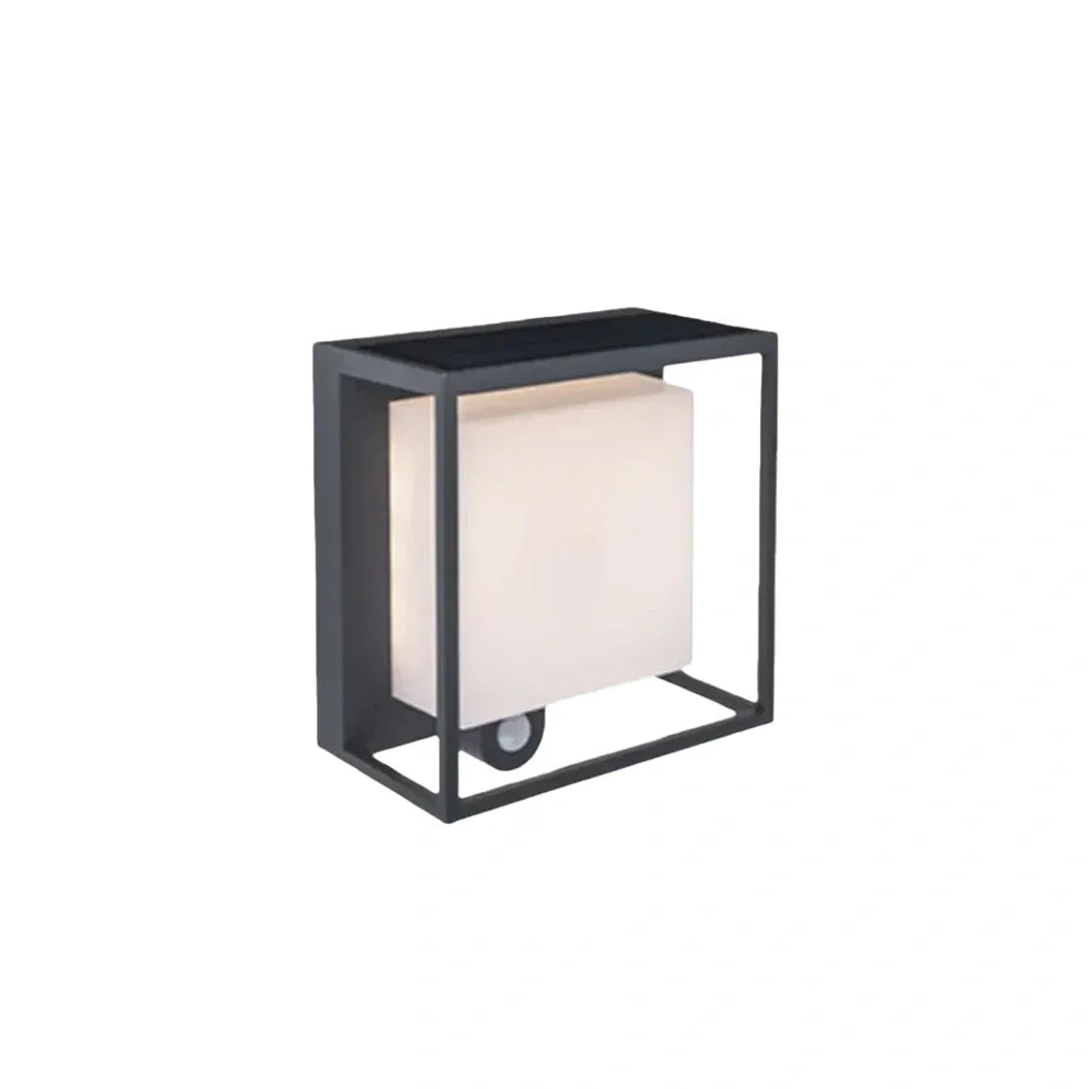 Modern Rectangular Outdoor Wall Sconce – Black Acrylic Solar Light with Sensor - Flindria