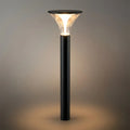 Modern Cylindrical Pathway Light – Black Metal/Acrylic Solar Outdoor Lamp - Flindria