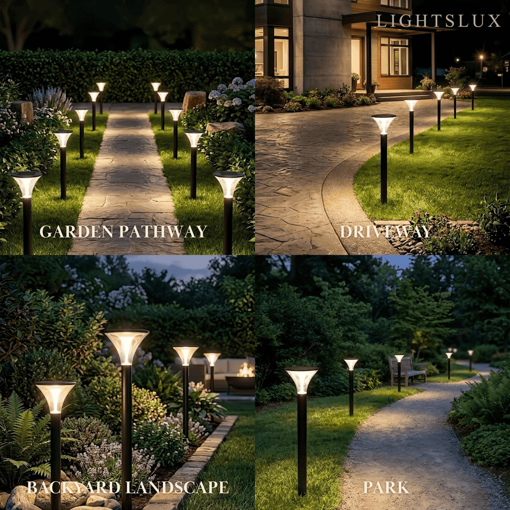 Modern Cylindrical Pathway Light – Black Metal/Acrylic Solar Outdoor Lamp - Flindria