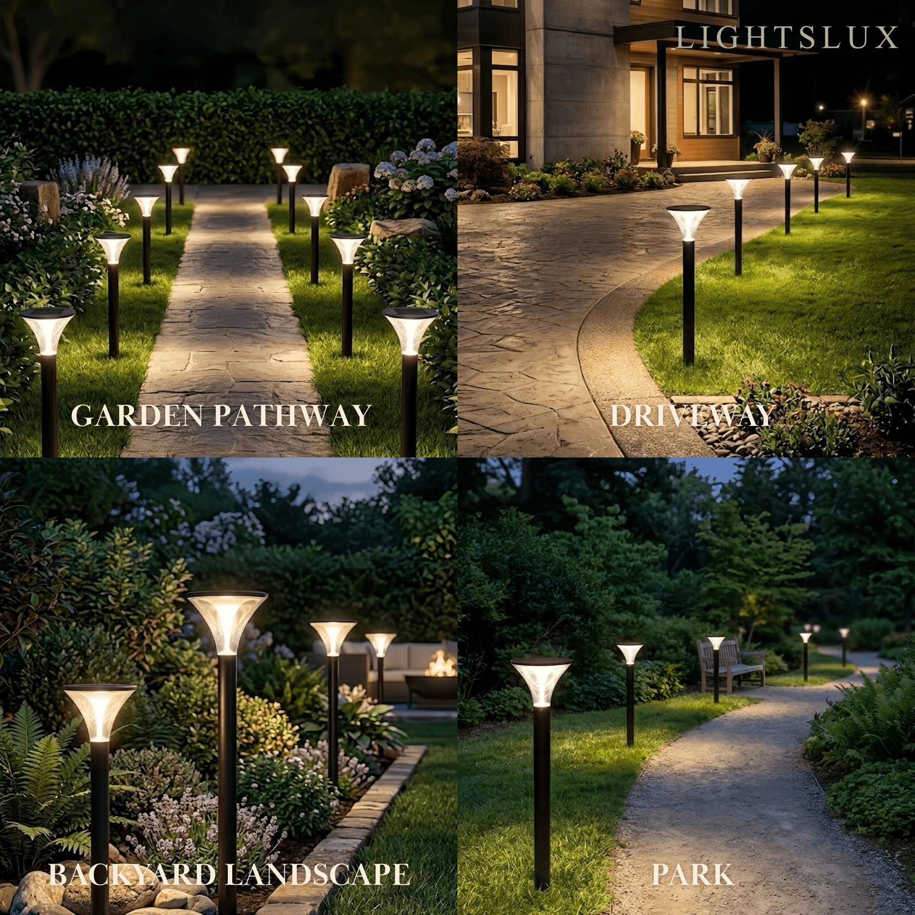 Modern Cylindrical Pathway Light – Black Metal/Acrylic Solar Outdoor Lamp - Flindria