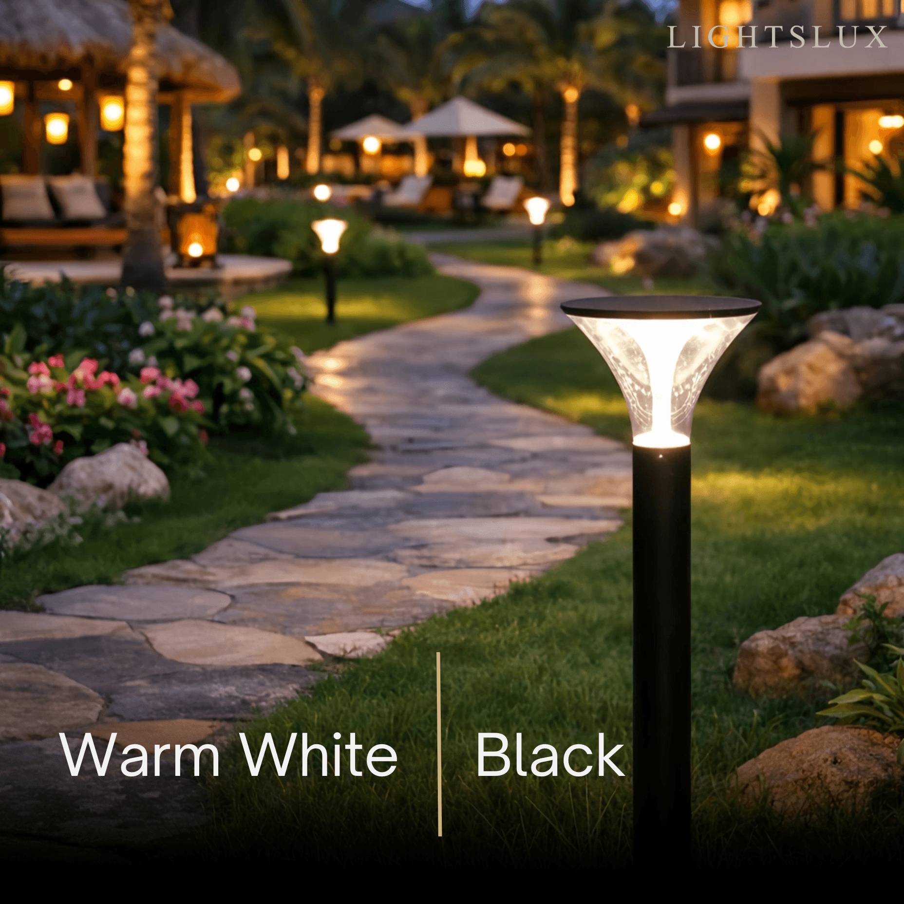 Modern Cylindrical Pathway Light – Black Metal/Acrylic Solar Outdoor Lamp - Flindria