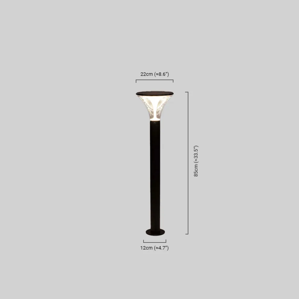 Modern Cylindrical Pathway Light – Black Metal/Acrylic Solar Outdoor Lamp - Flindria