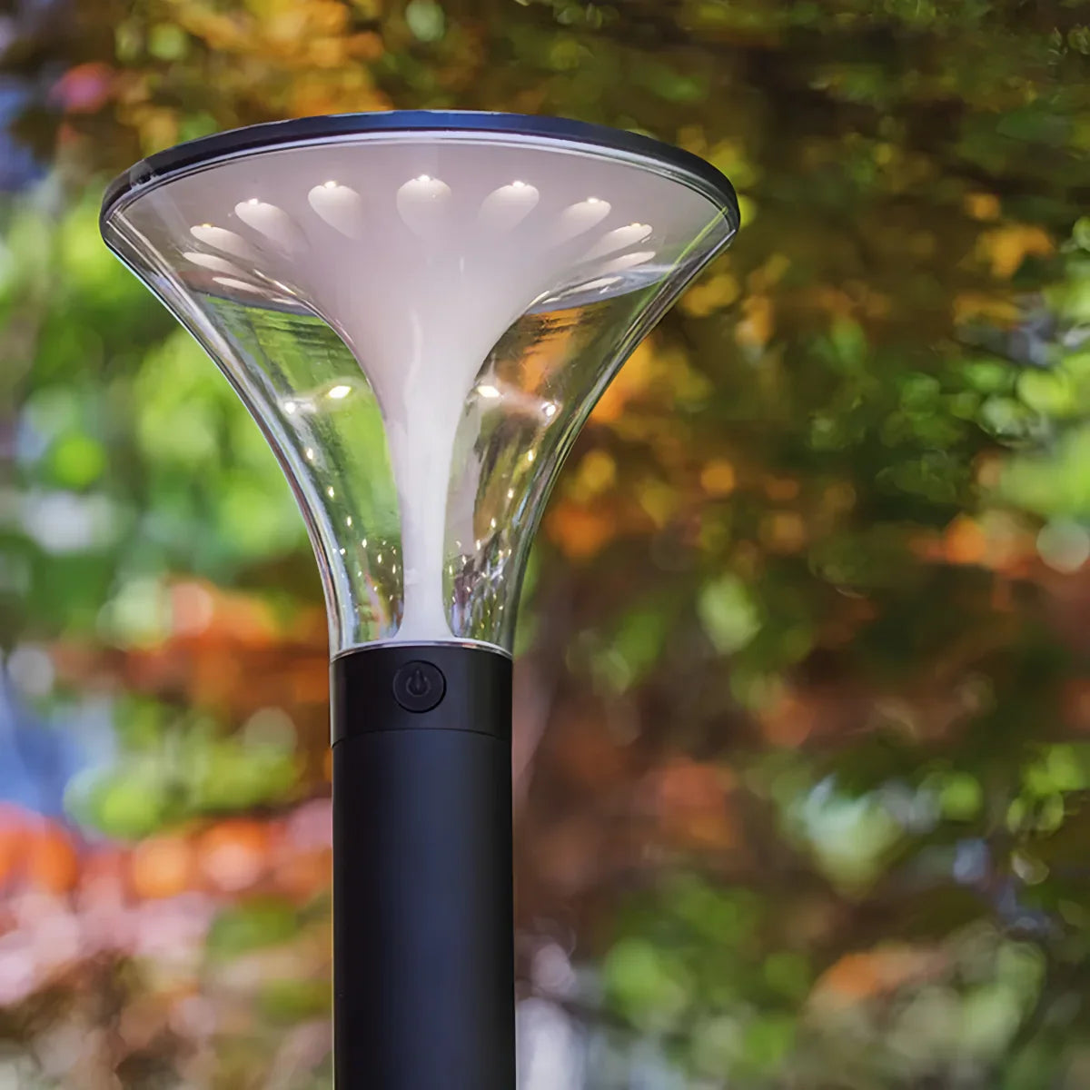 Modern Cylindrical Pathway Light – Black Metal/Acrylic Solar Outdoor Lamp - Flindria