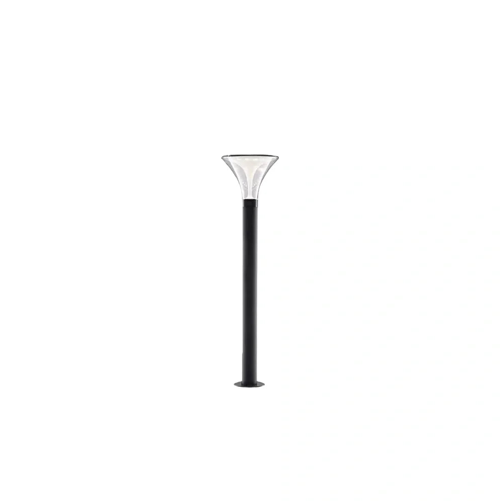 Modern Cylindrical Pathway Light – Black Metal/Acrylic Solar Outdoor Lamp - Flindria