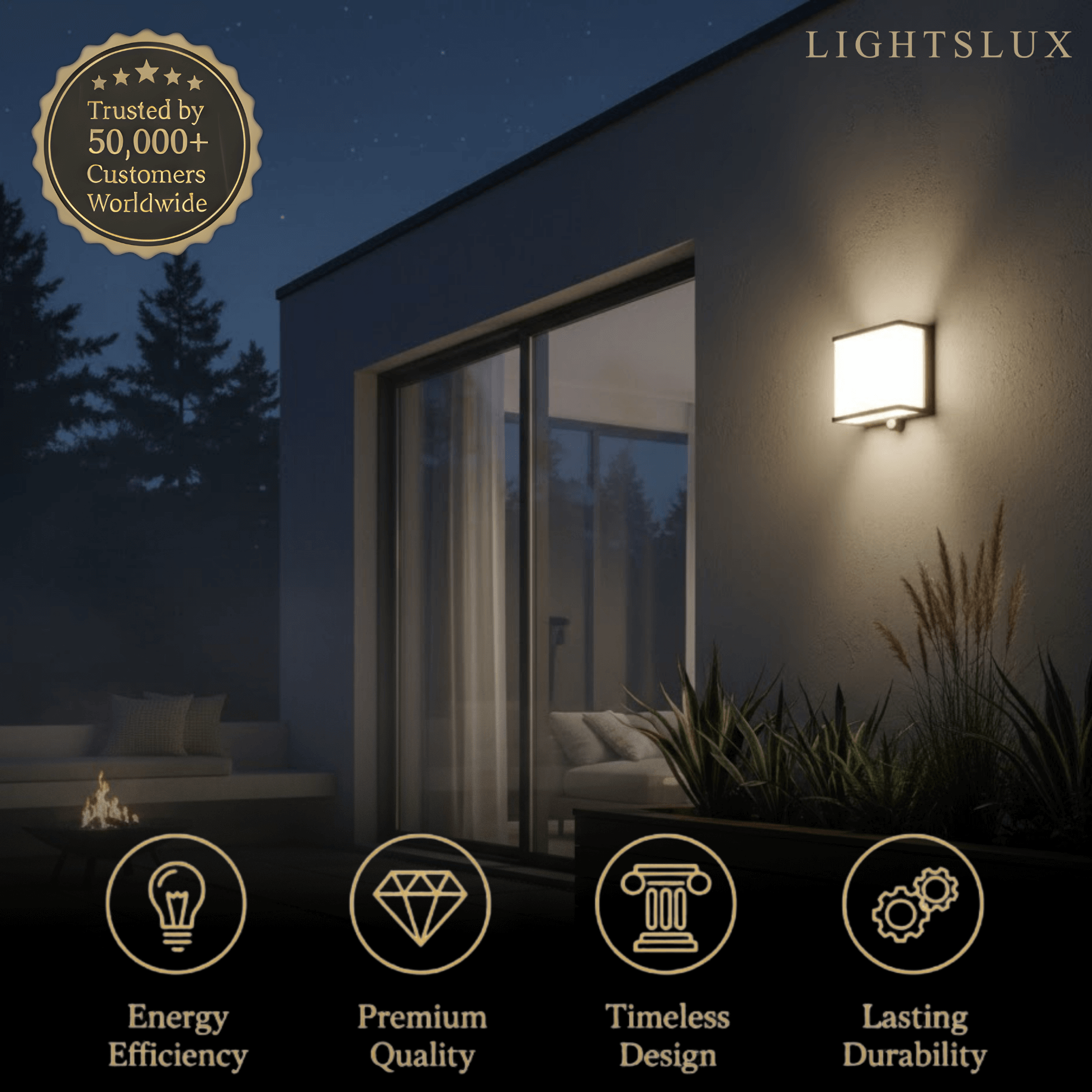 Modern Solar LED Outdoor Wall Lamp – Waterproof Sensor Light for Courtyard - Flindria