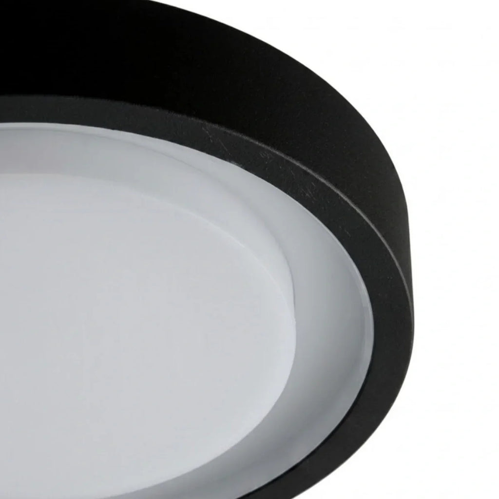Modern Outdoor Wall Lamp - Black Metal & Acrylic Round Design for Garden - Flindria