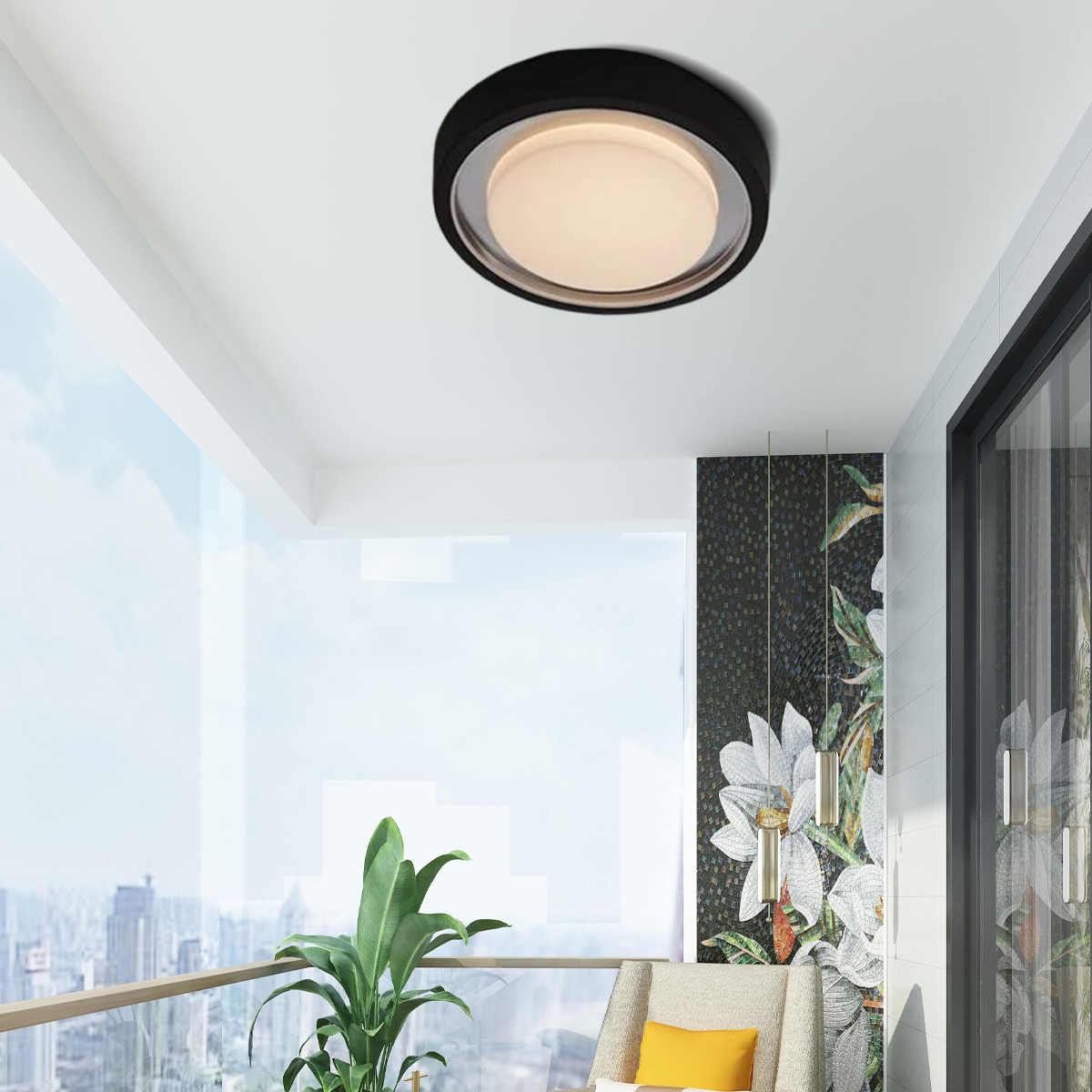 Modern Outdoor Wall Lamp - Black Metal & Acrylic Round Design for Garden - Flindria