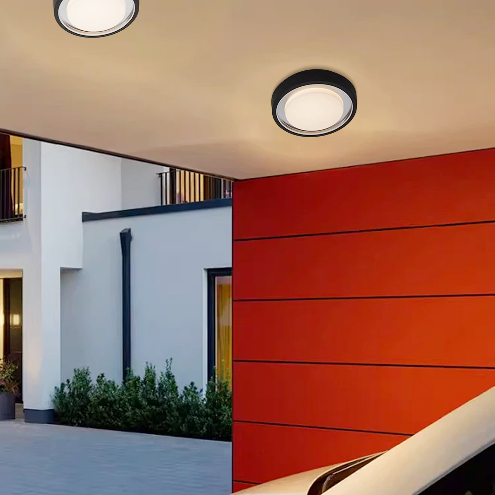 Modern Outdoor Wall Lamp - Black Metal & Acrylic Round Design for Garden - Flindria