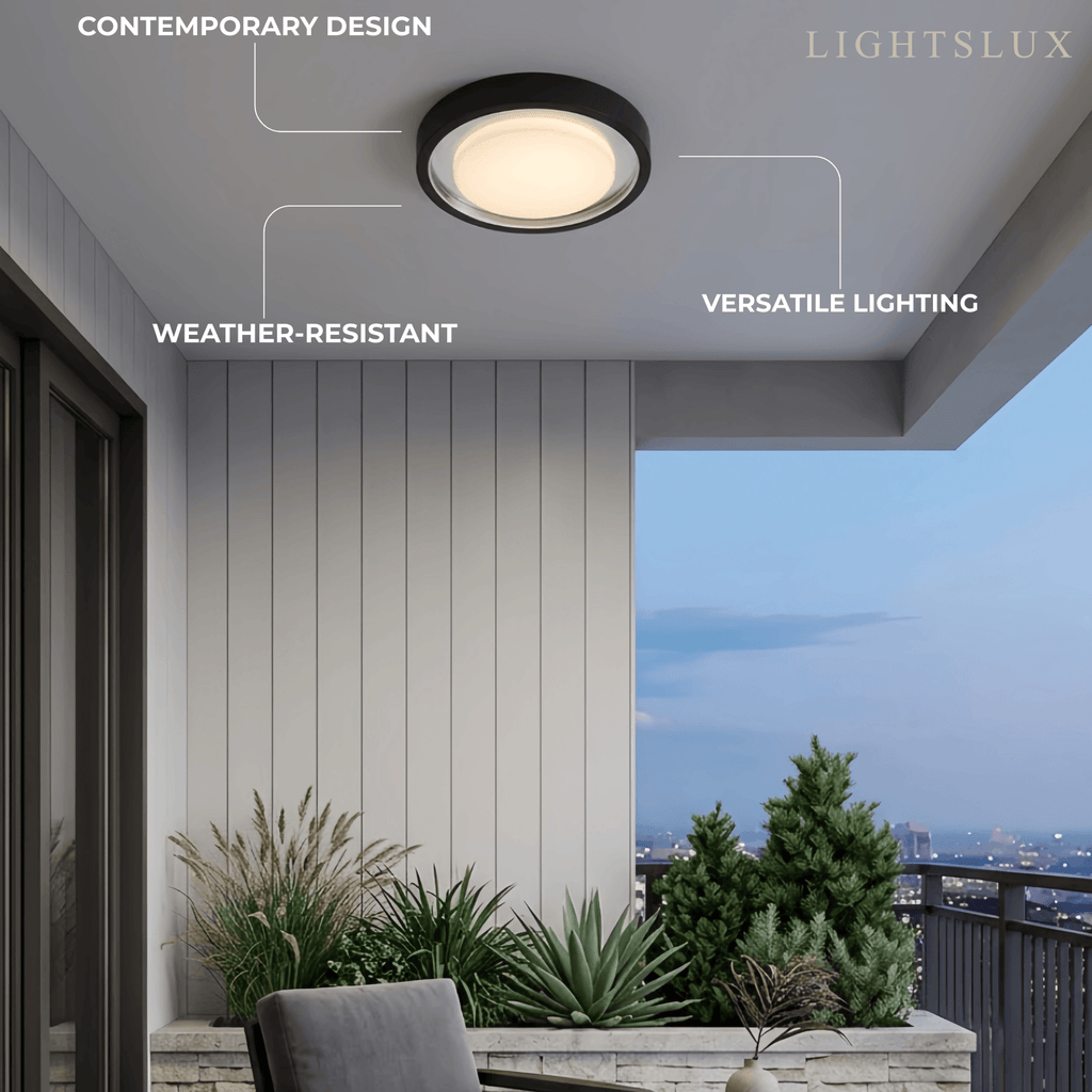 Modern Outdoor Wall Lamp - Black Metal & Acrylic Round Design for Garden - Flindria