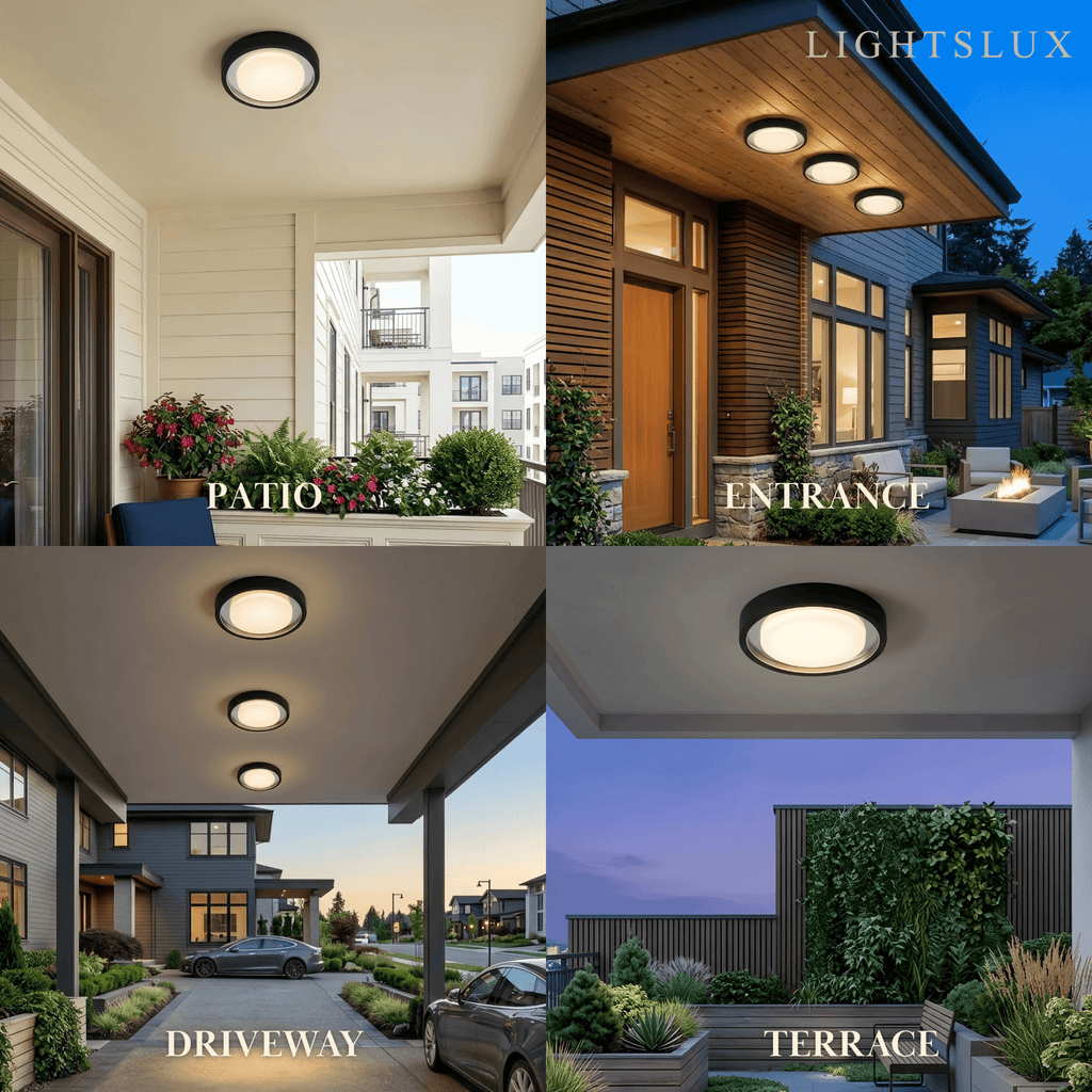 Modern Outdoor Wall Lamp - Black Metal & Acrylic Round Design for Garden - Flindria