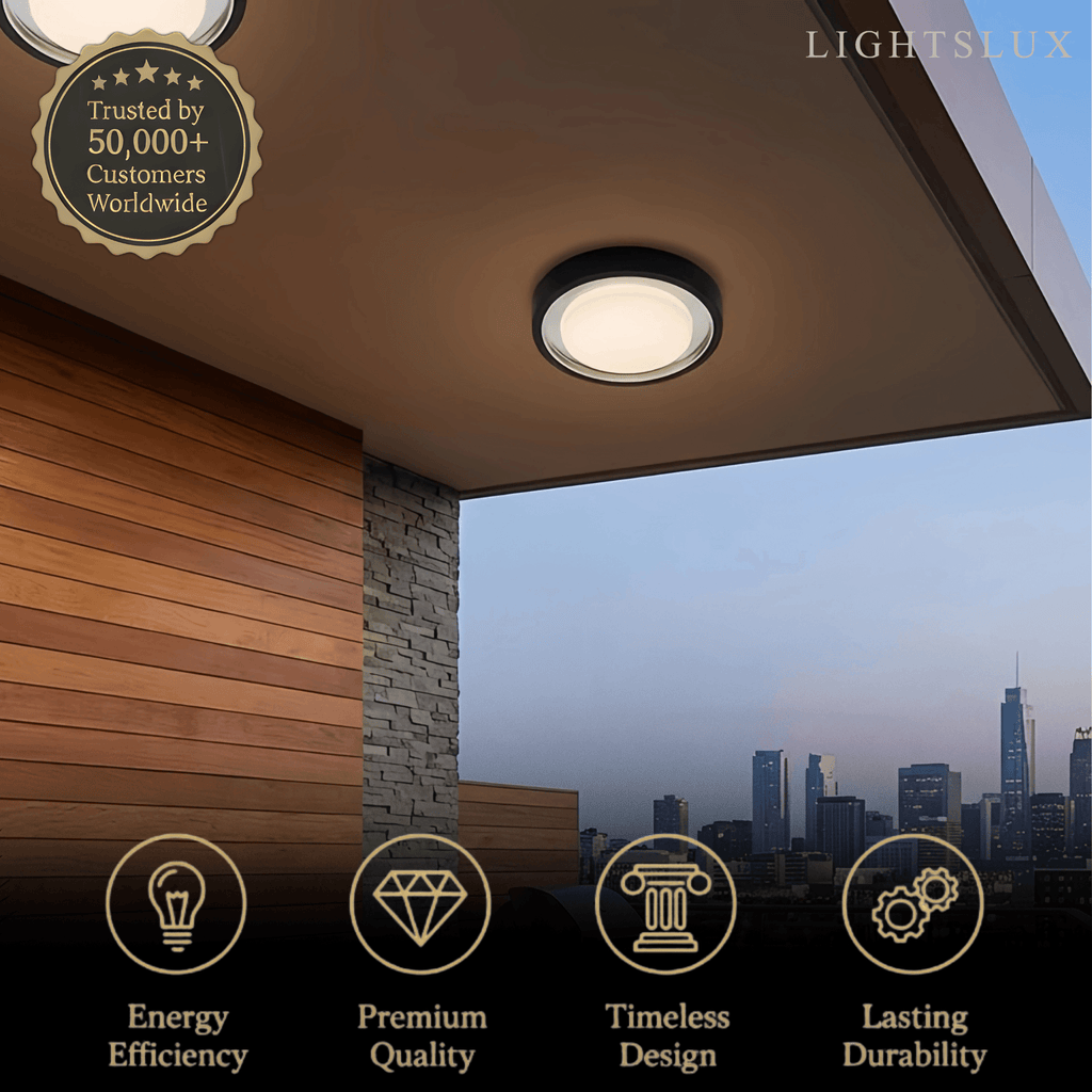 Modern Outdoor Wall Lamp - Black Metal & Acrylic Round Design for Garden - Flindria