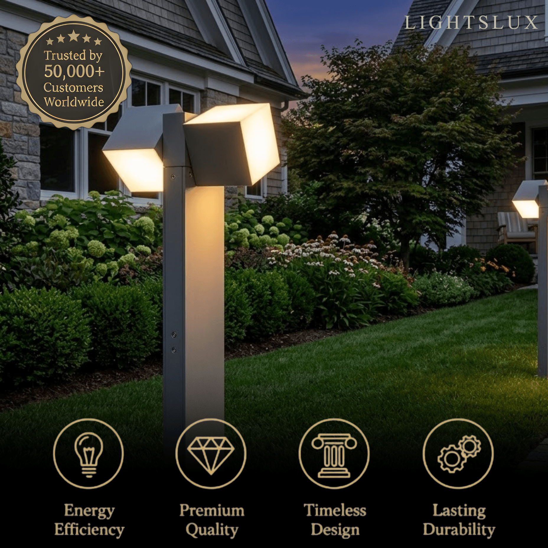 Lámpara minimalista geométrica para camino – Luz exterior de metal negro - Flindria