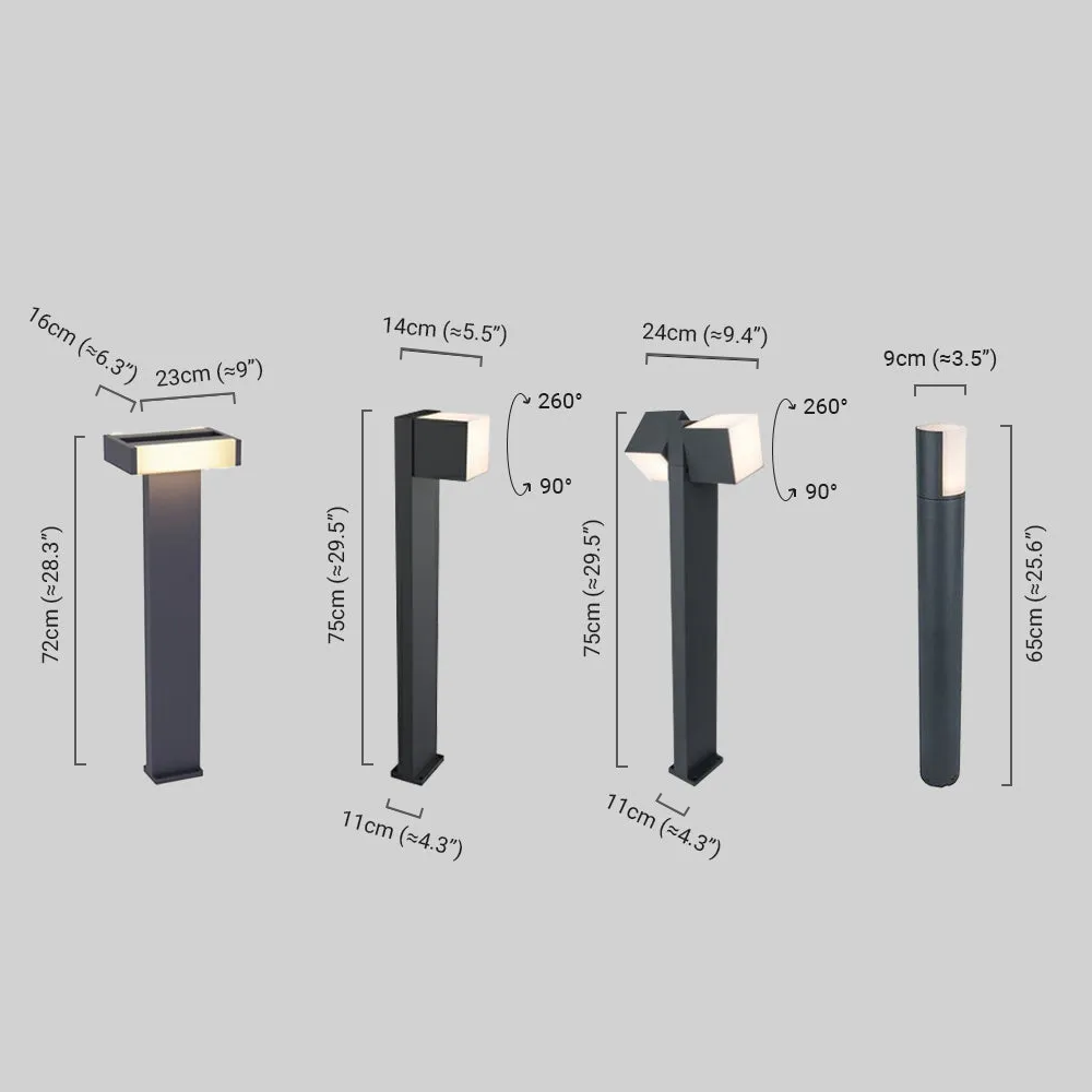 Minimalistická geometrická cesta lampa – černé kovové venkovní světlo - Flindria
