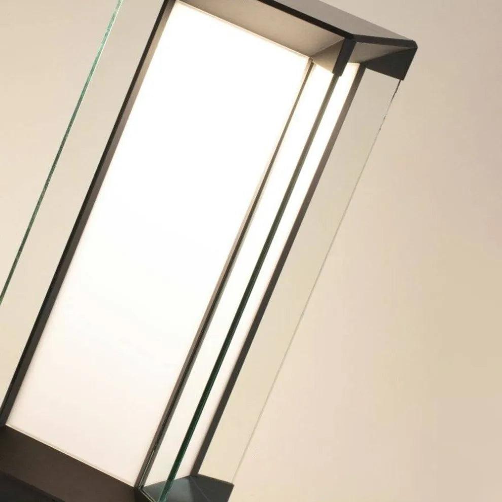 Modern Outdoor Floor Lamp - Black Cuboid Metal & Glass with RGB Lighting - Flindria