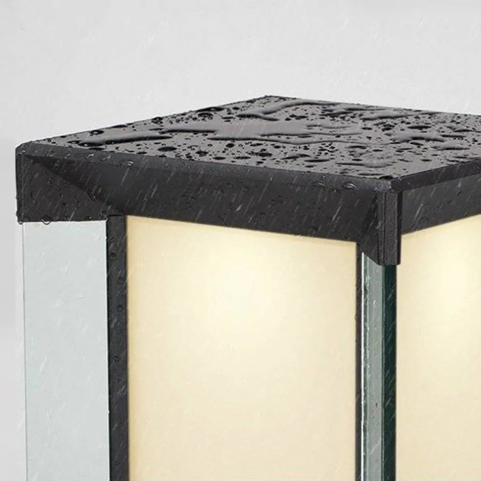 Modern Outdoor Floor Lamp - Black Cuboid Metal & Glass with RGB Lighting - Flindria