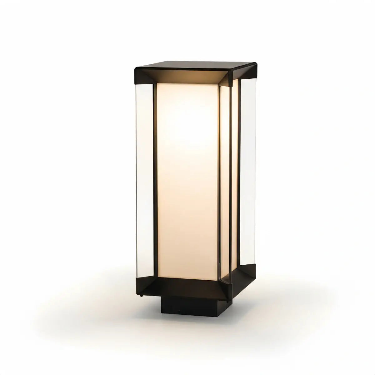Modern Outdoor Floor Lamp - Black Cuboid Metal & Glass with RGB Lighting - Flindria