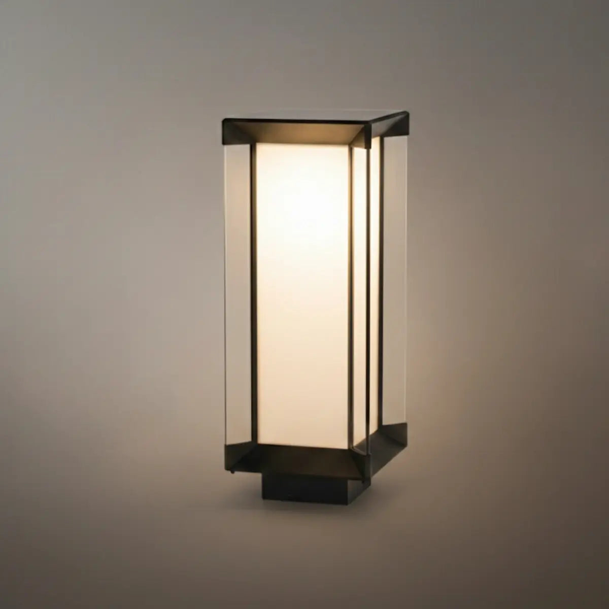 Modern Outdoor Floor Lamp - Black Cuboid Metal & Glass with RGB Lighting - Flindria