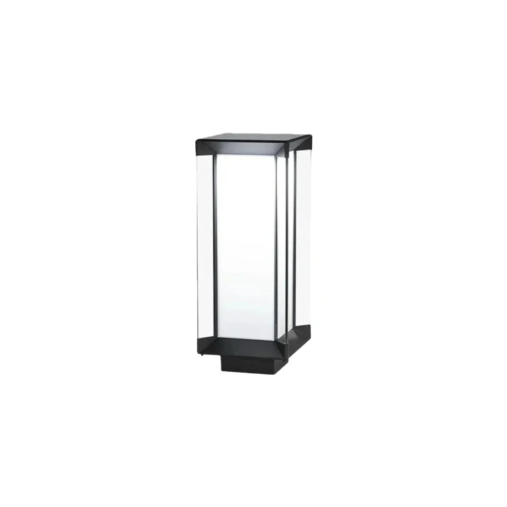 Modern Outdoor Floor Lamp - Black Cuboid Metal & Glass with RGB Lighting - Flindria