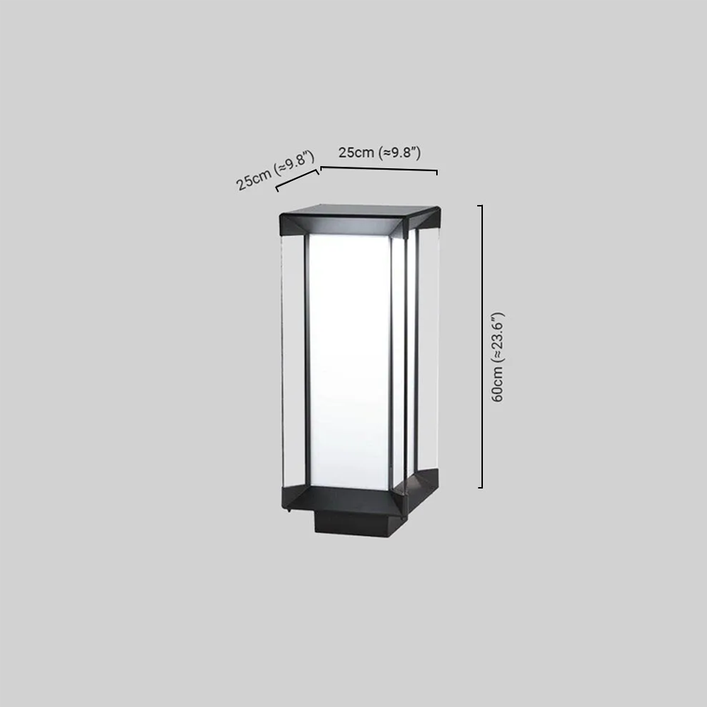 Modern Outdoor Floor Lamp - Black Cuboid Metal & Glass with RGB Lighting - Flindria