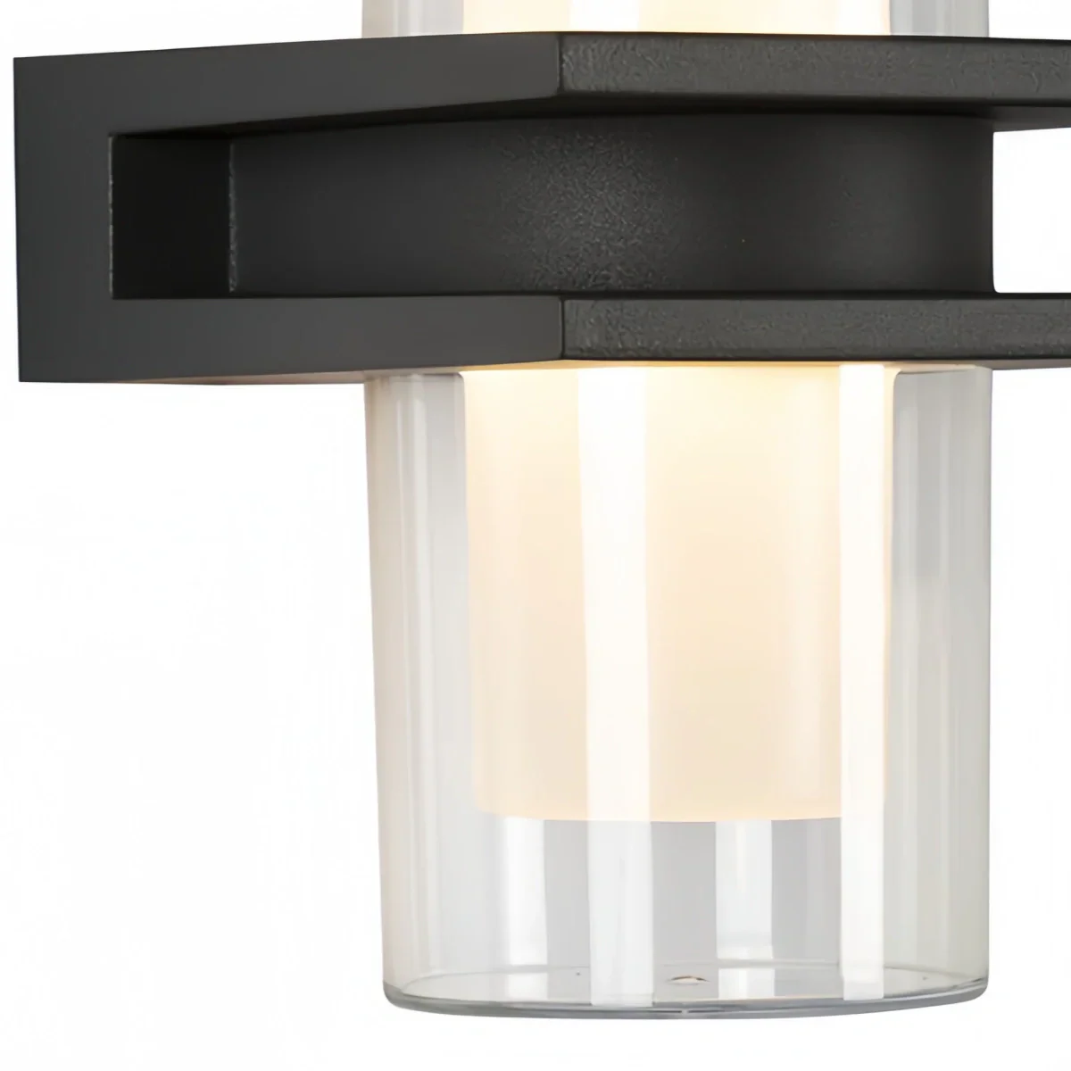 Modern Outdoor Wall Sconce - Black Metal & Glass Cylindrical Design for Garden - Flindria