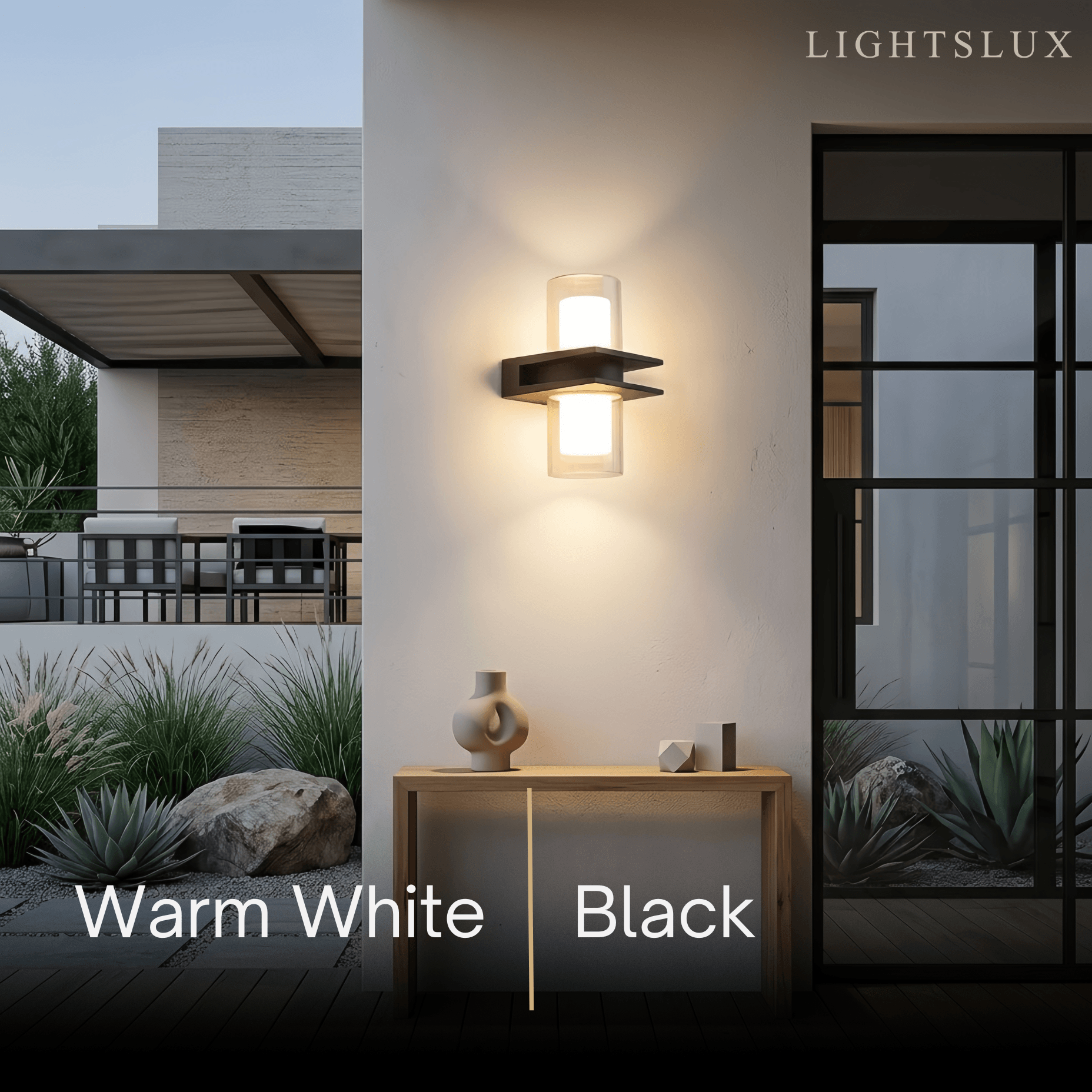 Modern Outdoor Wall Sconce - Black Metal & Glass Cylindrical Design for Garden - Flindria