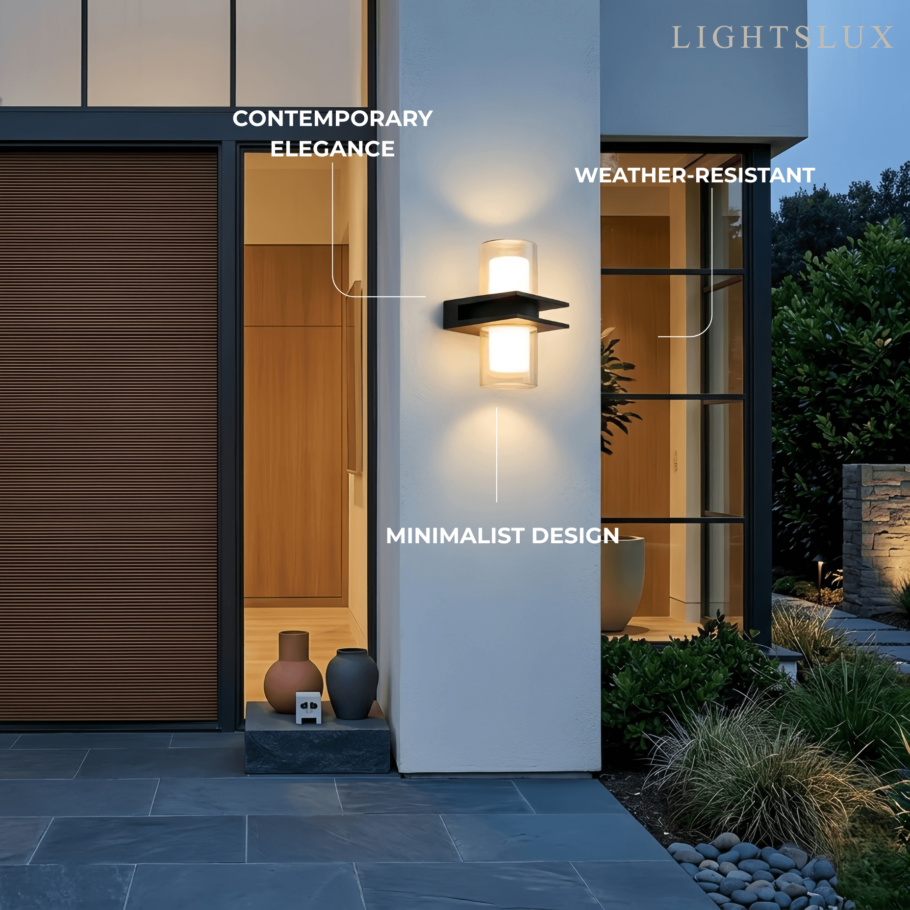 Modern Outdoor Wall Sconce - Black Metal & Glass Cylindrical Design for Garden - Flindria