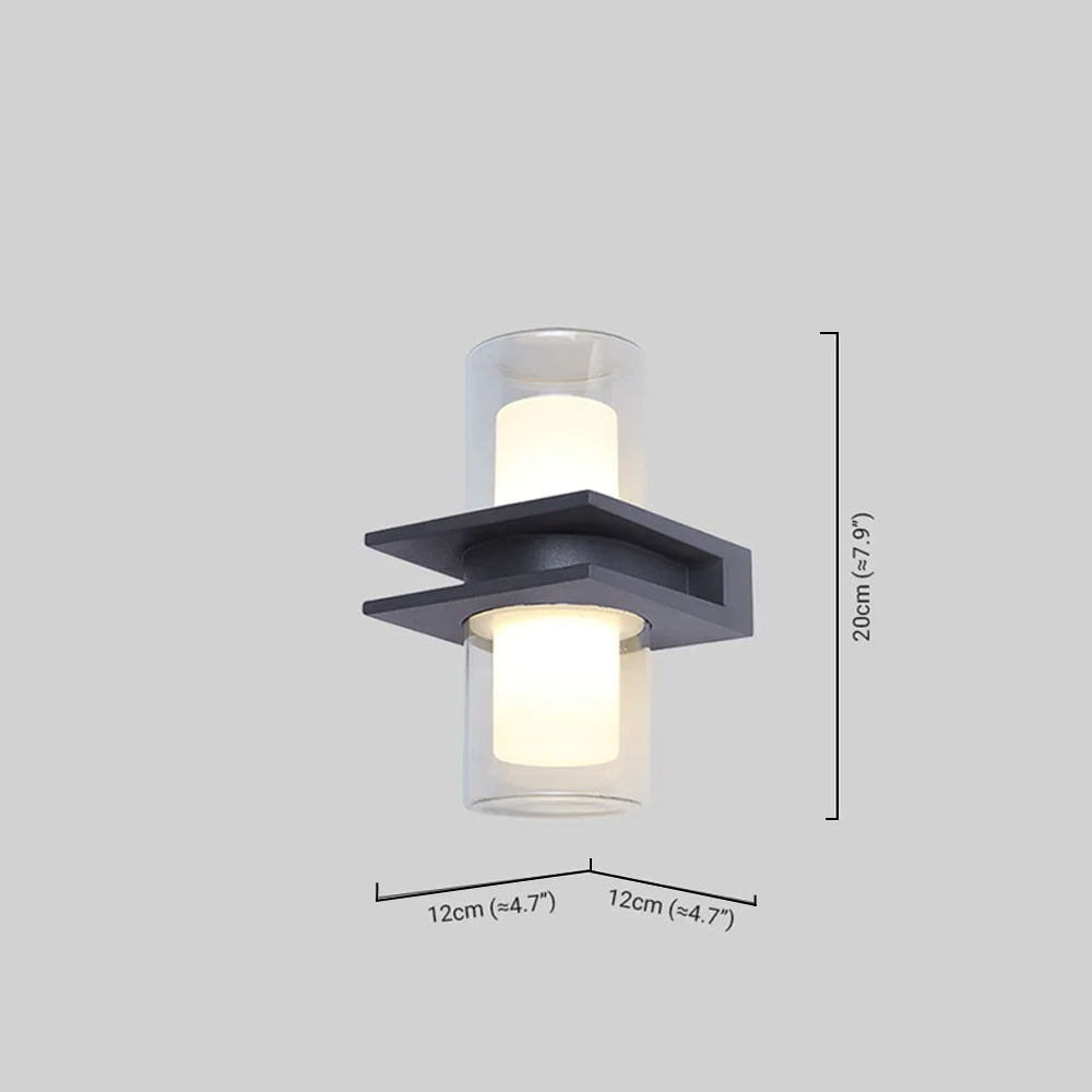 Modern Outdoor Wall Sconce - Black Metal & Glass Cylindrical Design for Garden - Flindria