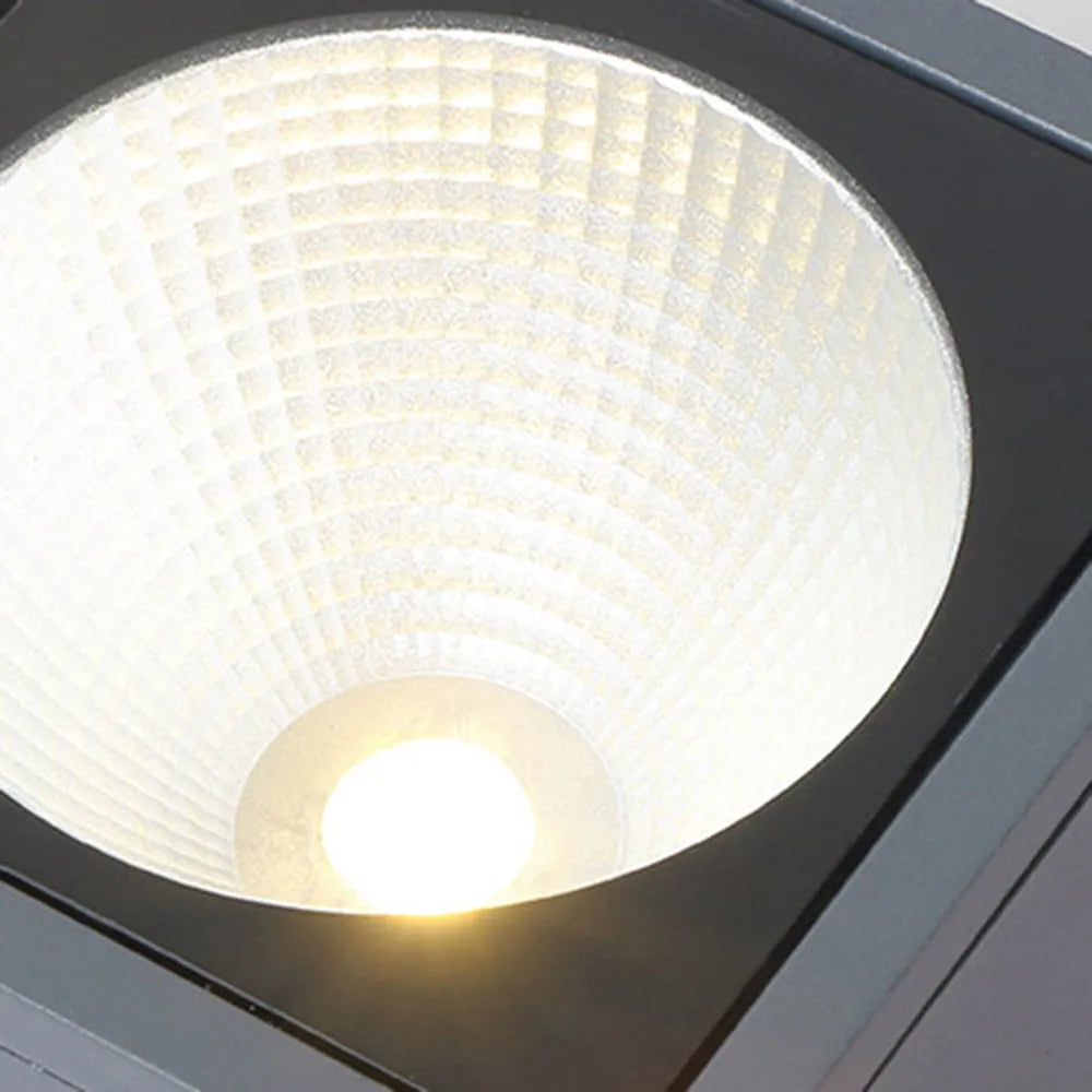 Industrial Outdoor Ceiling Light - Grey Metal Glass Square Design for Patio - Flindria