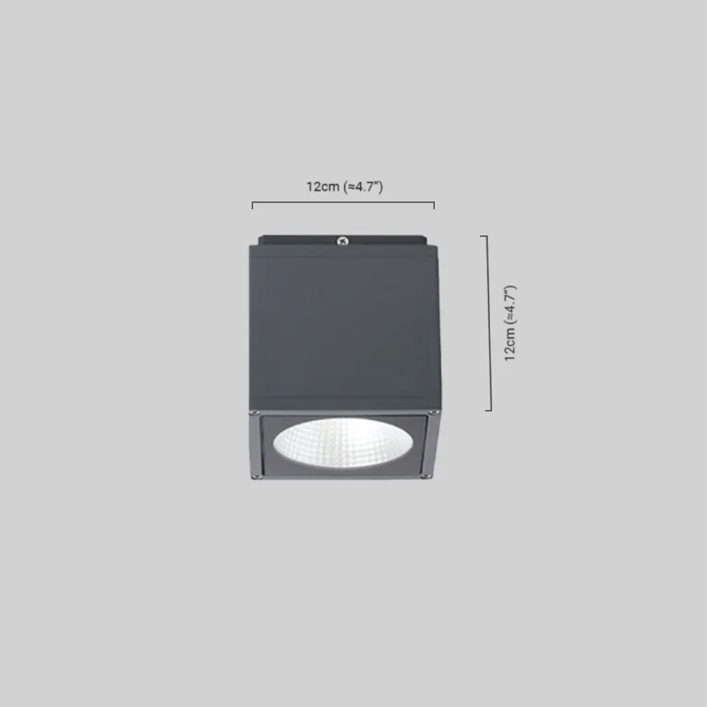 Industrial Outdoor Ceiling Light - Grey Metal Glass Square Design for Patio - Flindria