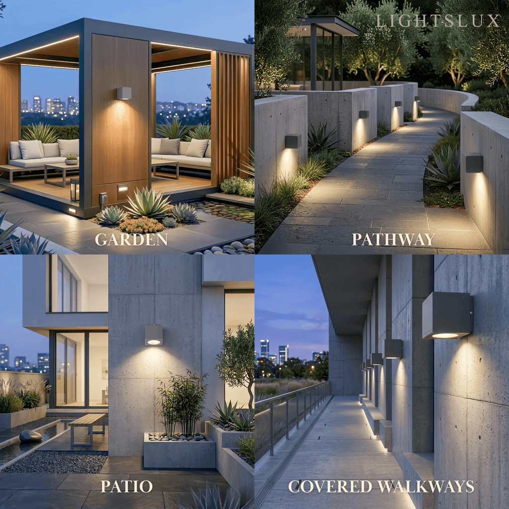 Industrial Outdoor Ceiling Light - Grey Metal Glass Square Design for Patio - Flindria