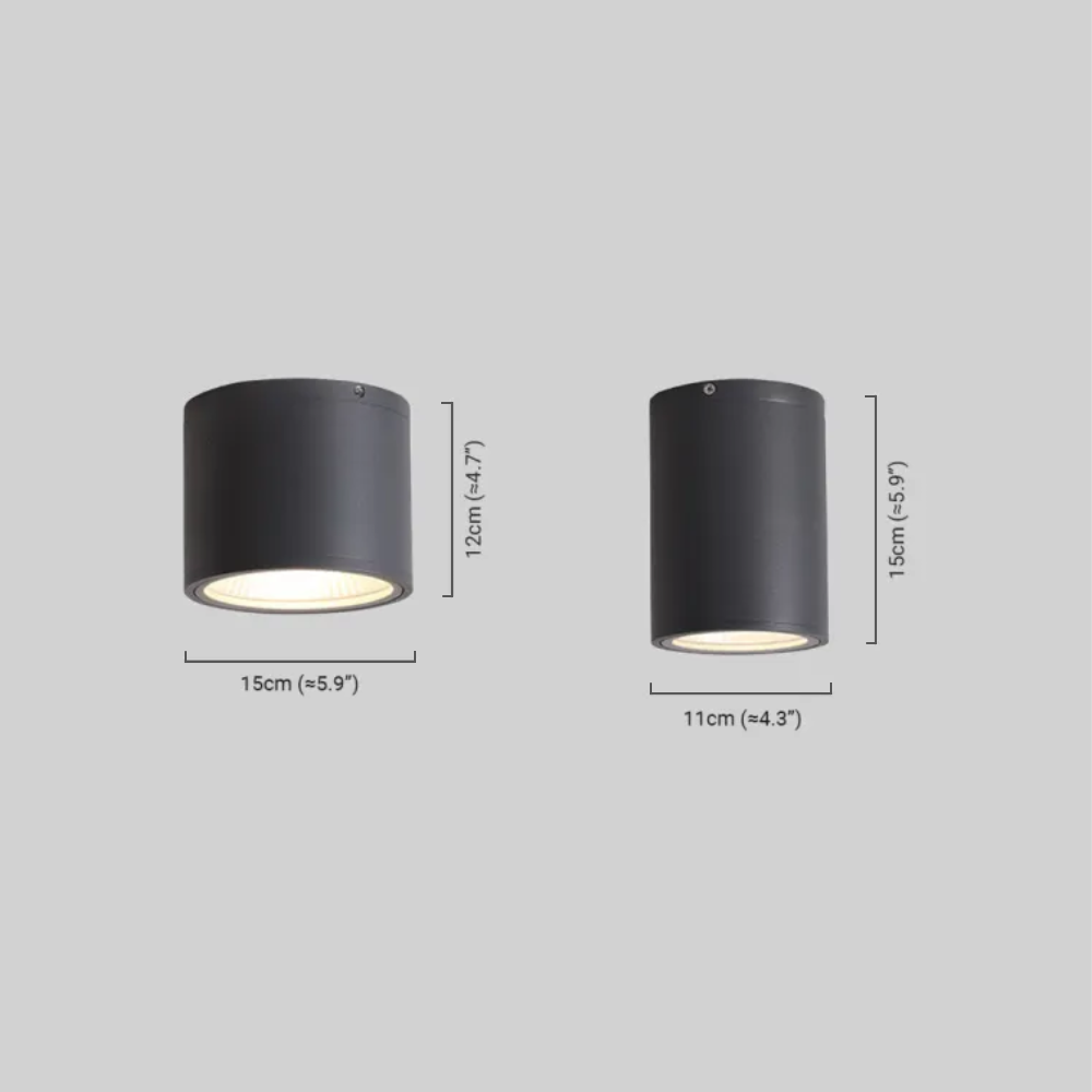 Modern Outdoor Ceiling Light - Black Metal/Glass Cylindrical for Garden - Flindria