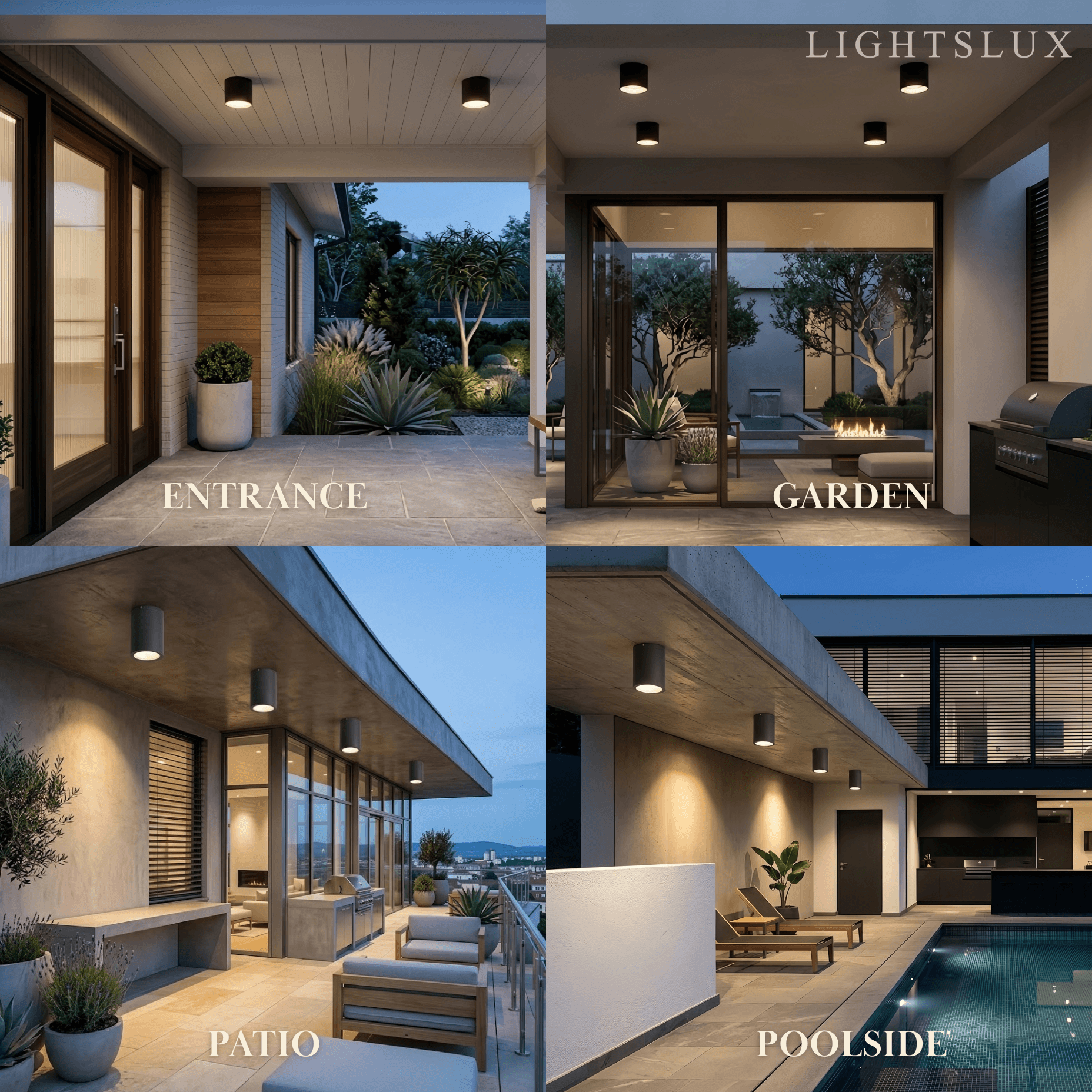 Modern Outdoor Ceiling Light - Black Metal/Glass Cylindrical for Garden - Flindria