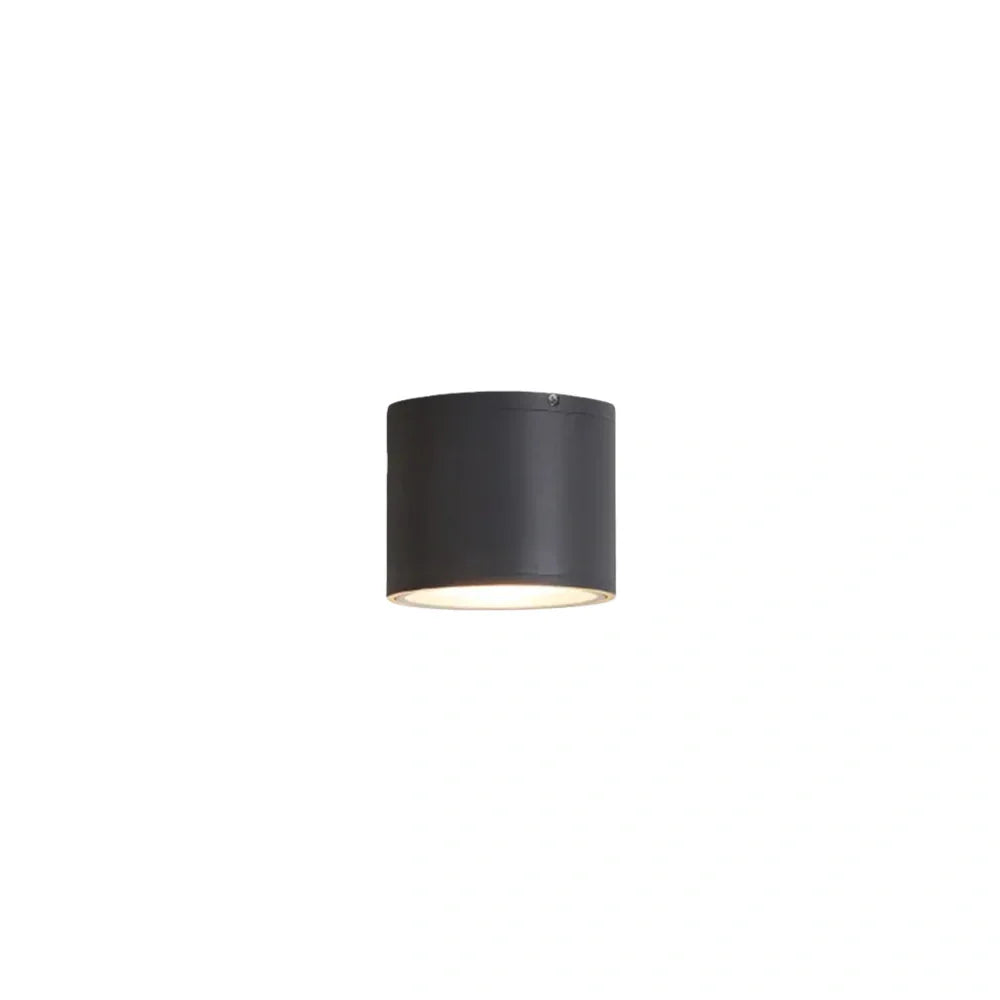 Modern Outdoor Ceiling Light - Black Metal/Glass Cylindrical for Garden - Flindria