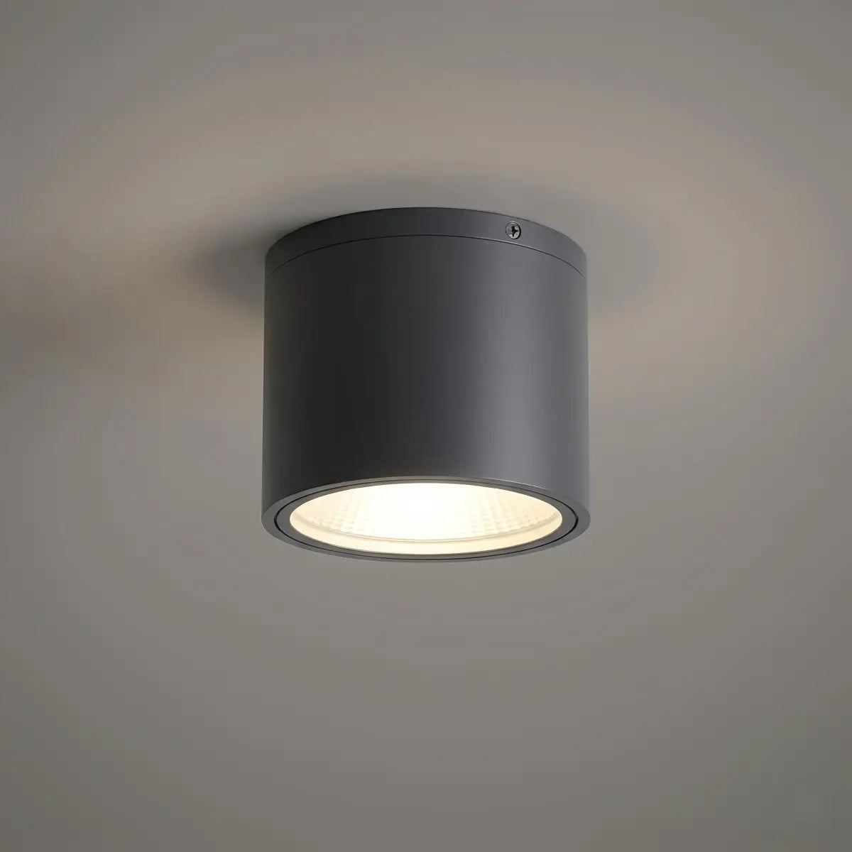 Modern Outdoor Ceiling Light - Black Metal/Glass Cylindrical for Garden - Flindria