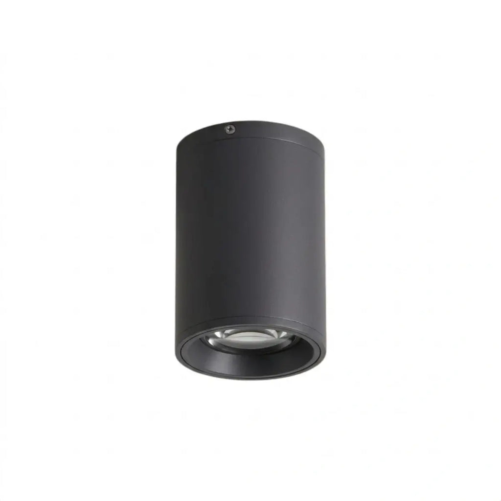 Modern Outdoor Ceiling Light - Black Metal/Glass Cylindrical for Garden - Flindria