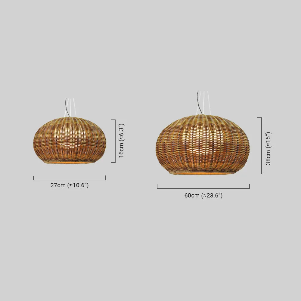 Rustic Brown Outdoor Pendant Light - Bamboo Acrylic Lantern Garden - Flindria