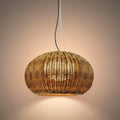 Rustic Brown Outdoor Pendant Light - Bamboo Acrylic Lantern Garden - Flindria