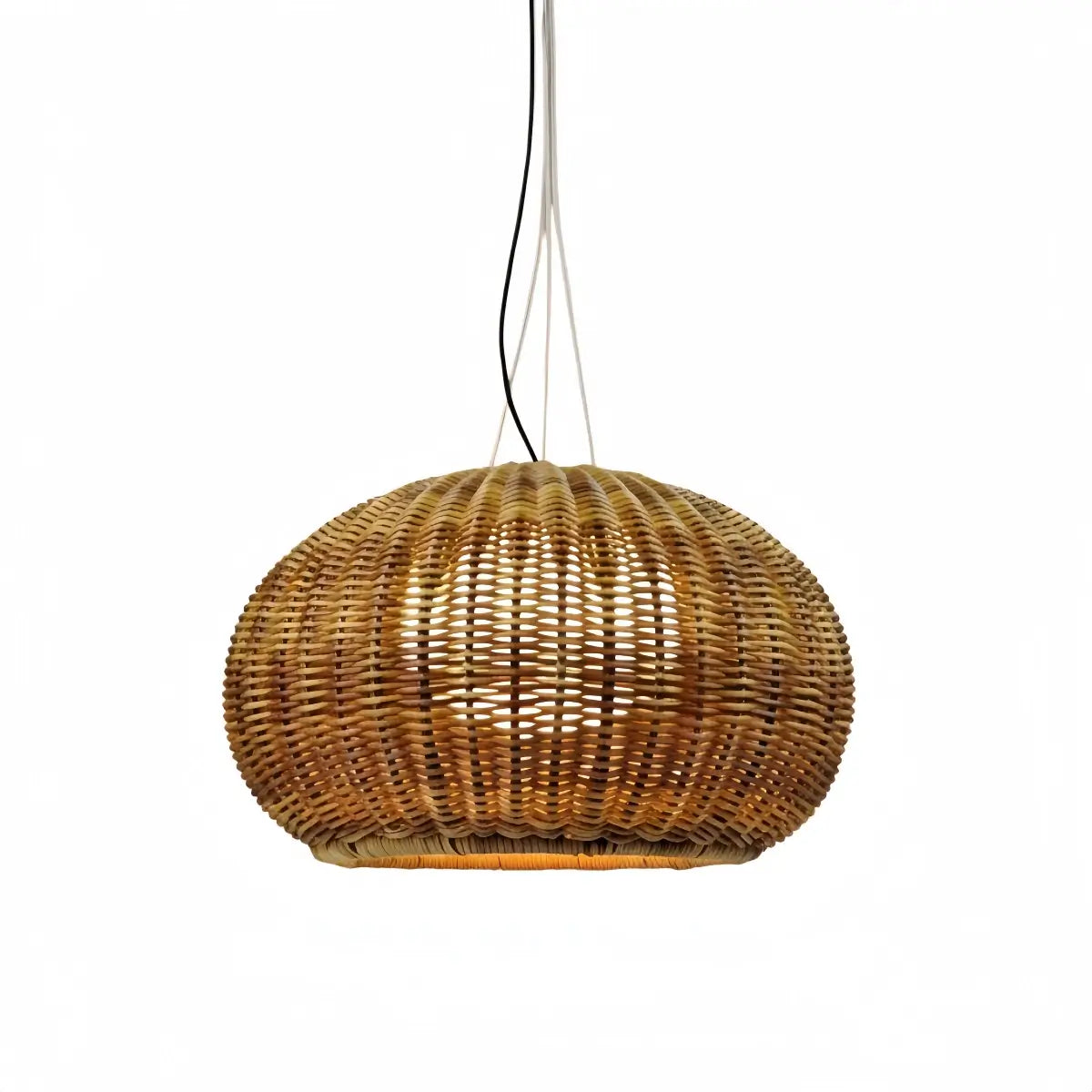 Rustic Brown Outdoor Pendant Light - Bamboo Acrylic Lantern Garden - Flindria