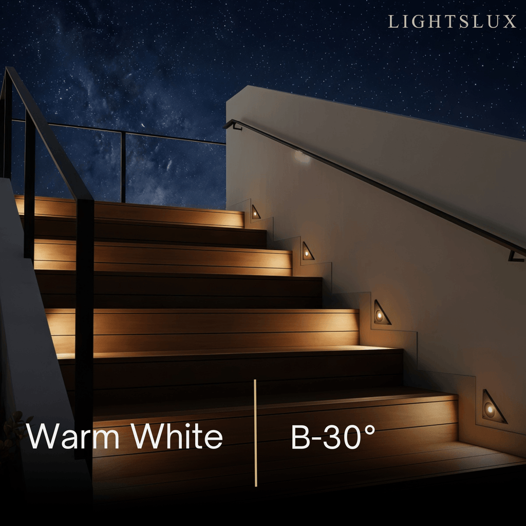 Luz de escalera exterior triangular moderna – lámpara de cubierta negra con sensor de movimiento - Flindria
