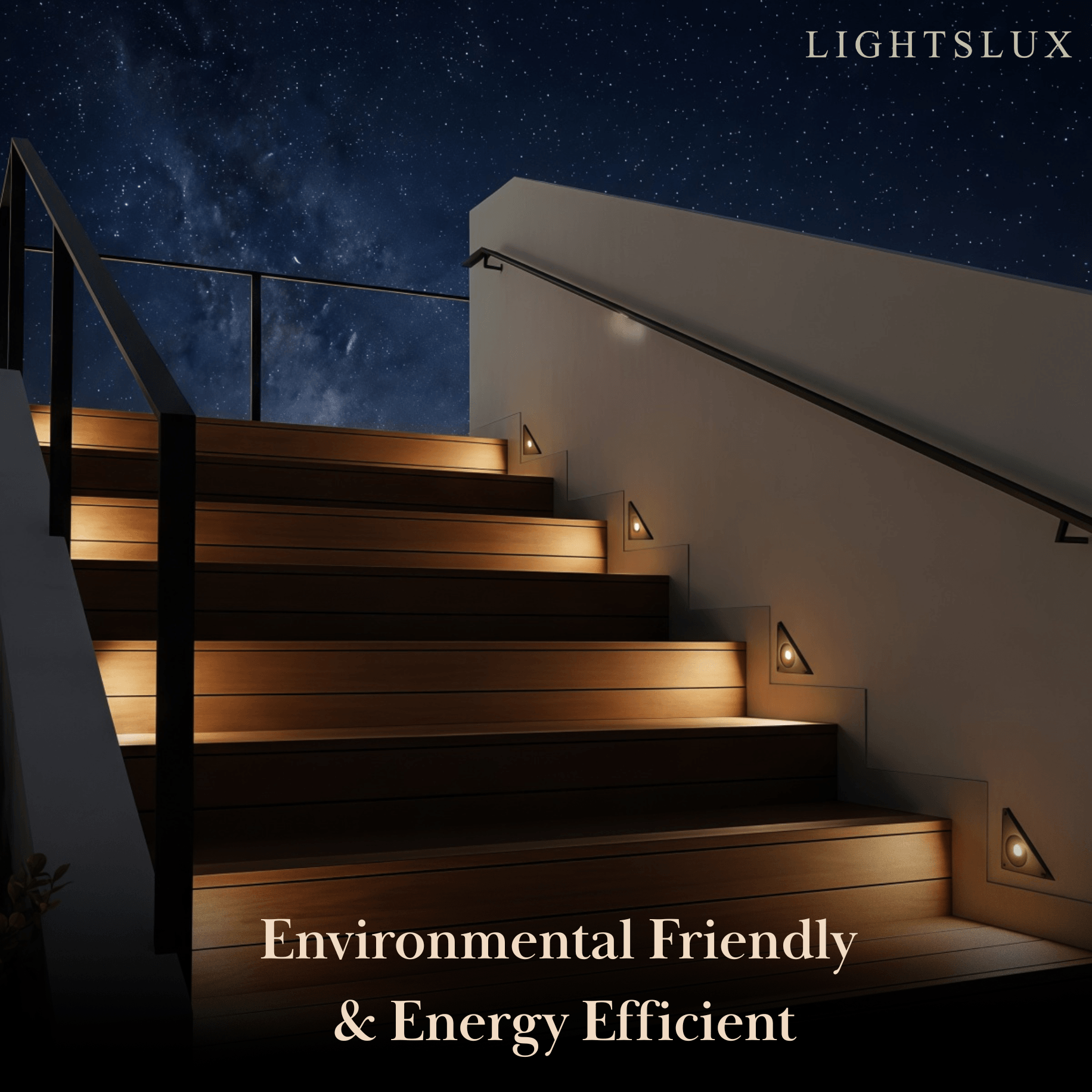 Luz de escalera exterior triangular moderna – lámpara de cubierta negra con sensor de movimiento - Flindria