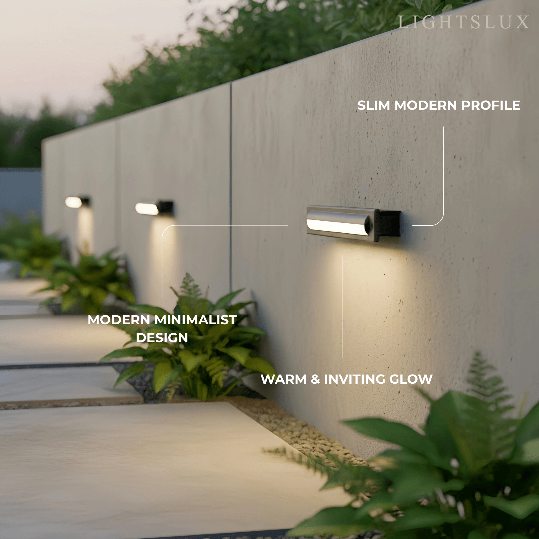 Lámpara rectangular moderna para escalones de terraza exterior - Metal negro/acrílico para escalera - Flindria