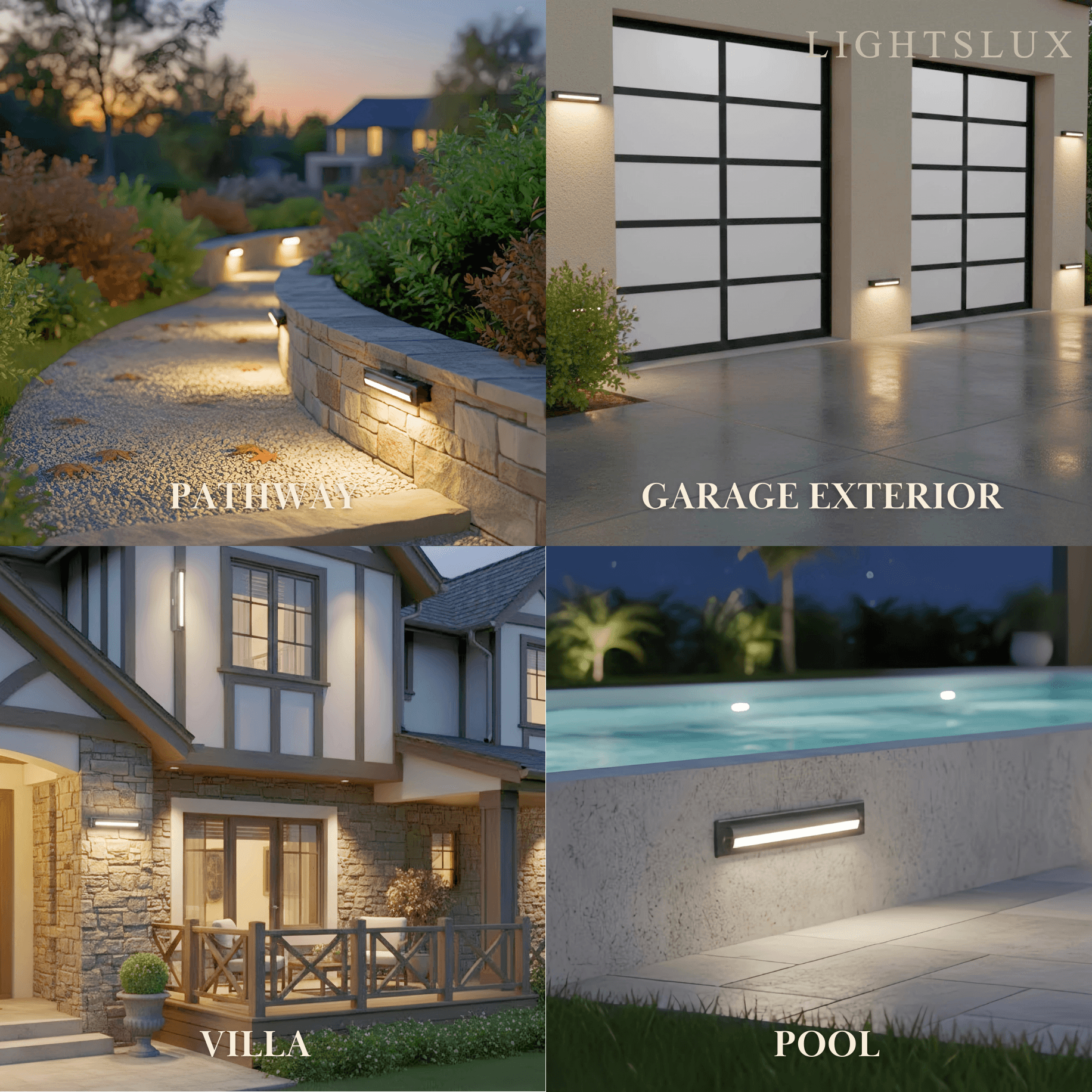 Lámpara rectangular moderna para escalones de terraza exterior - Metal negro/acrílico para escalera - Flindria