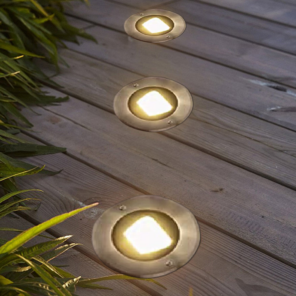 Luces minimalistas para terraza exterior - Diseño cilíndrico de metal negro y vidrio para escaleras - Flindria