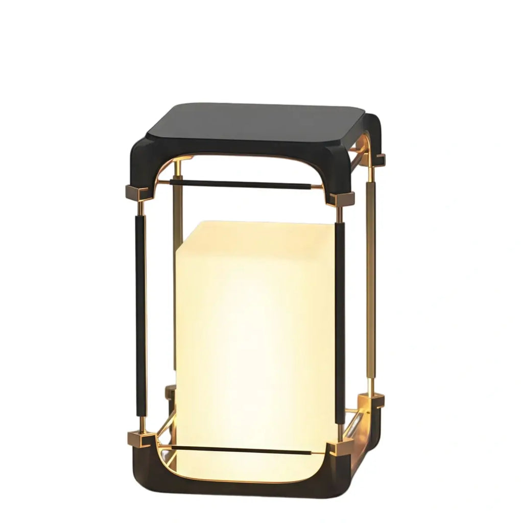 Modern Square Outdoor Floor Lamp — Black Metal/Acrylic Lantern for Patio - Flindria