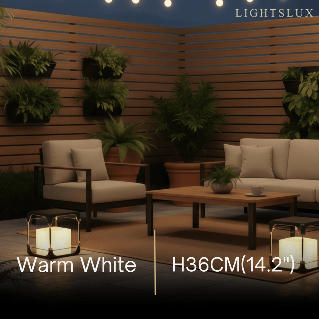 Modern Square Outdoor Floor Lamp — Black Metal/Acrylic Lantern for Patio - Flindria