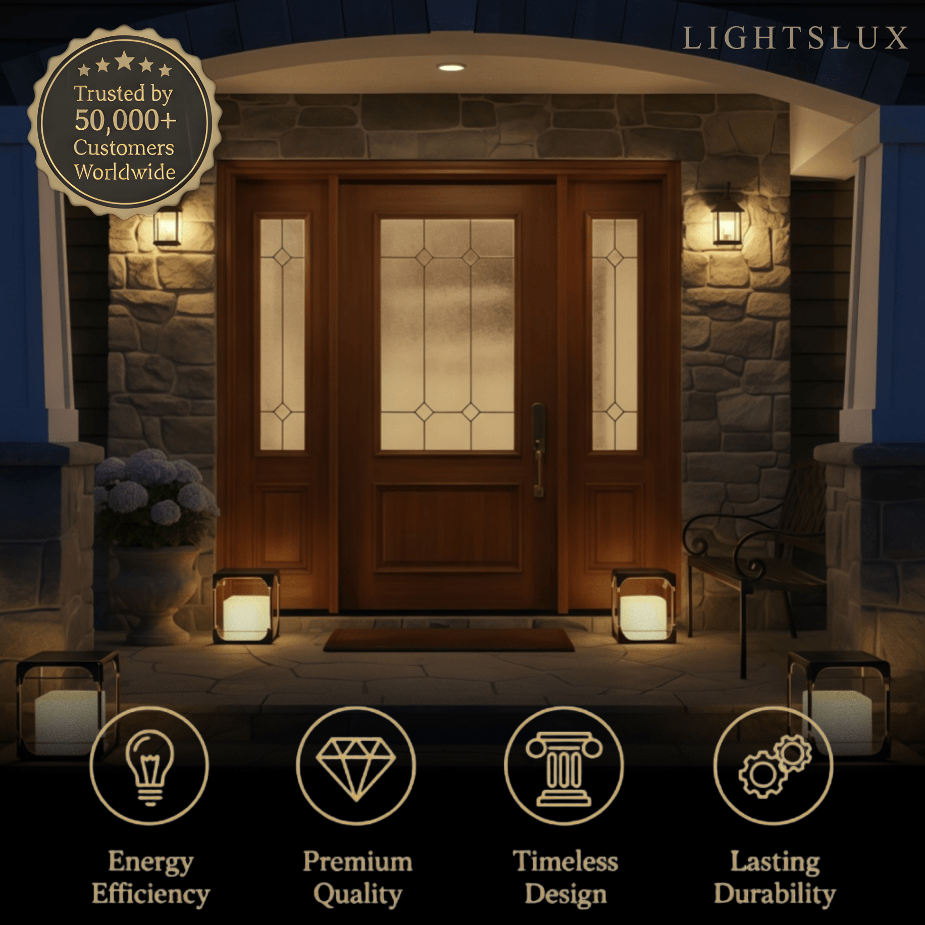 Modern Square Outdoor Floor Lamp — Black Metal/Acrylic Lantern for Patio - Flindria