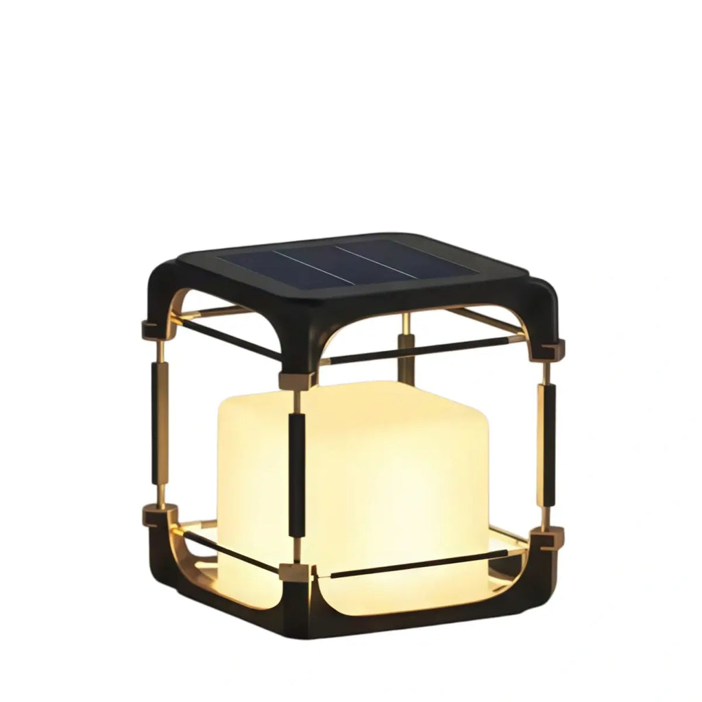 Modern Square Outdoor Floor Lamp — Black Metal/Acrylic Lantern for Patio - Flindria